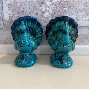 Vintage, Ceramic Peacock Salt and Pepper Shakers